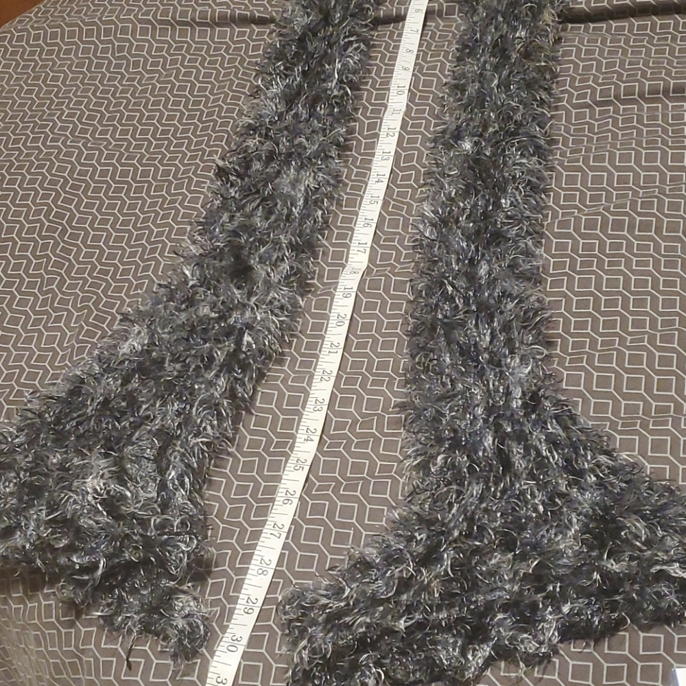 Tube Scarf grey white and black fuzzy